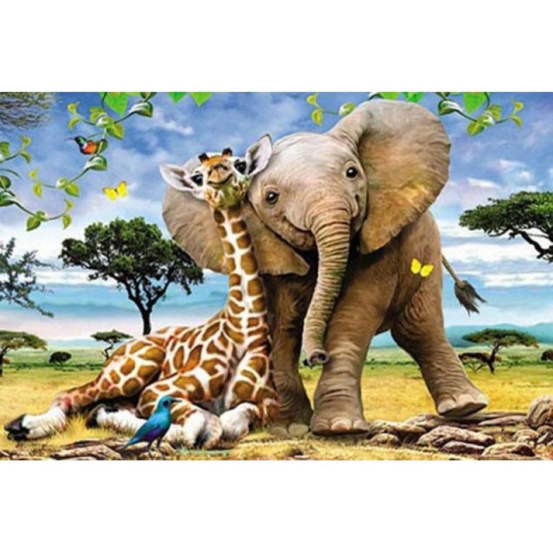 Cute Elephant And Giraffe...