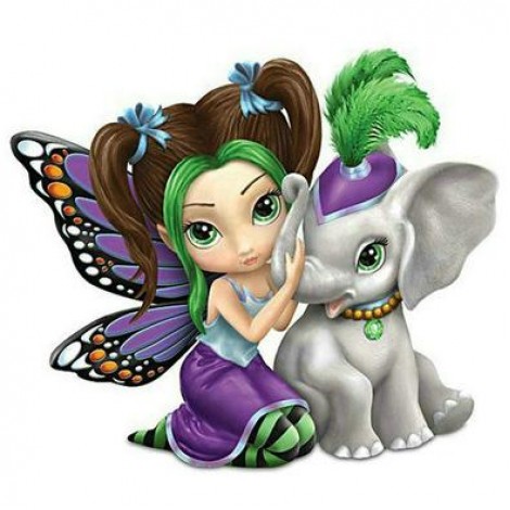 Cartoon Elephant And Beauty Diy 5D Diamond Painting Kits UK