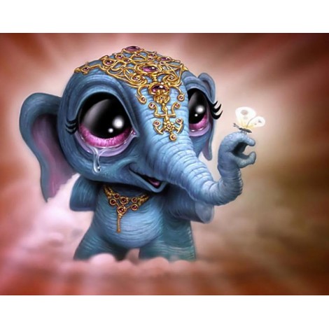 Special Modern Art Colorful Elephant And Butterfly Diy 5D Diamond Painting Kits UK