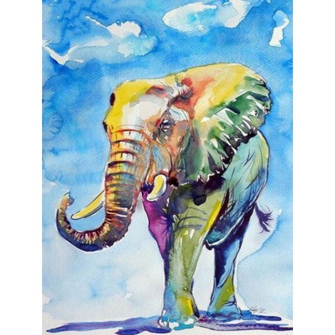 Watercolor Elephant 5D Diy Diamond Painting Kits UK