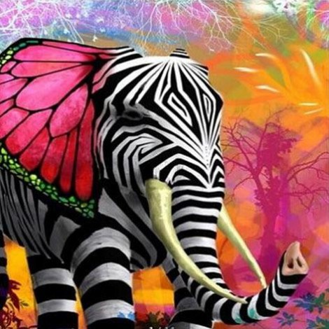 Special Zebra-striped Elephant 5d Diy Diamond Painting Kits UK