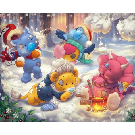 Special Cartoon Animal In Winter Diy 5D Diamond Painting Kits UK
