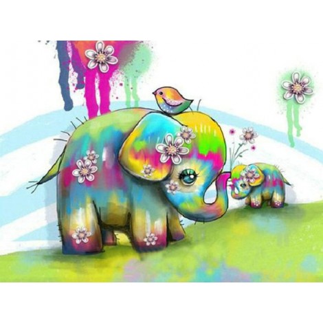 Special Cartoon Elephants And Bird Diy 5D Diamond Painting Kits UK