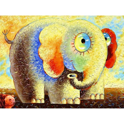 Funny Big Eyes Cartoon Elephant Diy 5D Diamond Painting Kits UK