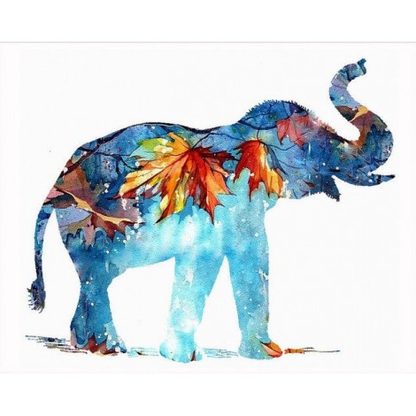 Modern Art Elephant And Maple Leaf Diy 5D Diamond Painting Kits UK