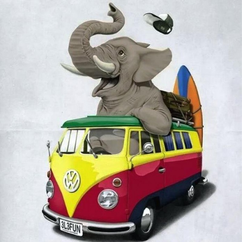 Cartoon Elephant Driving ...