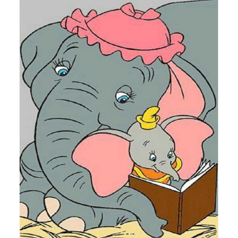 Cartoon Elephant Reading ...