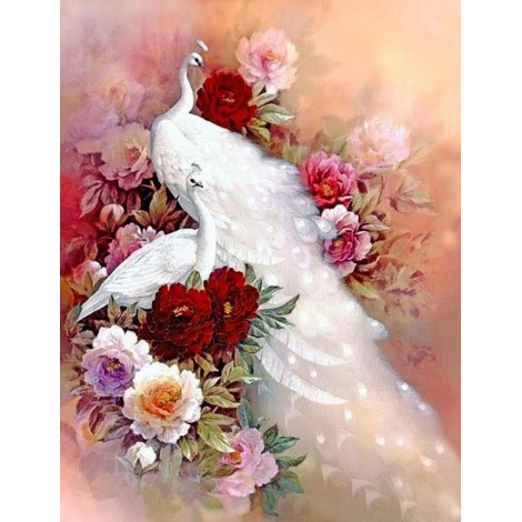 Dream Beautiful White Peacock 5D Diy Diamond Painting Kit UK