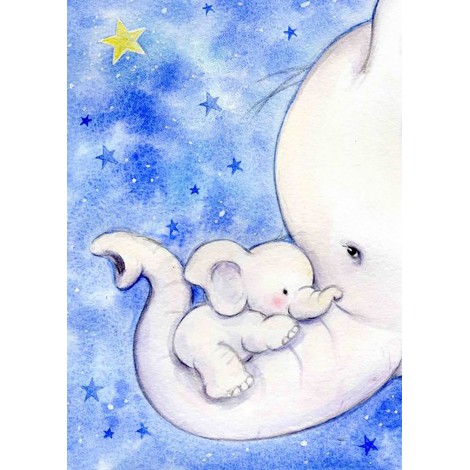 Cute Cartoon Elephant Family Diy 5D Diamond Painting UK