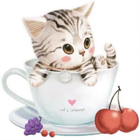 Hot Sale Cute Cat In Teacup 5D Diy Diamond Painting Kits