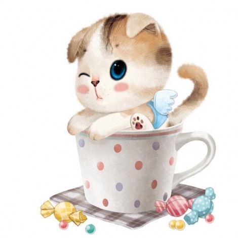 New Arrival Hot Sale Cute Cat In Teacup 5D Diy Diamond Painting Kits