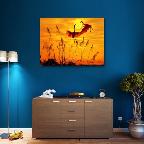 Red-crowned Cranes At Sunset 5D Diy Diamond Painting Kits UK