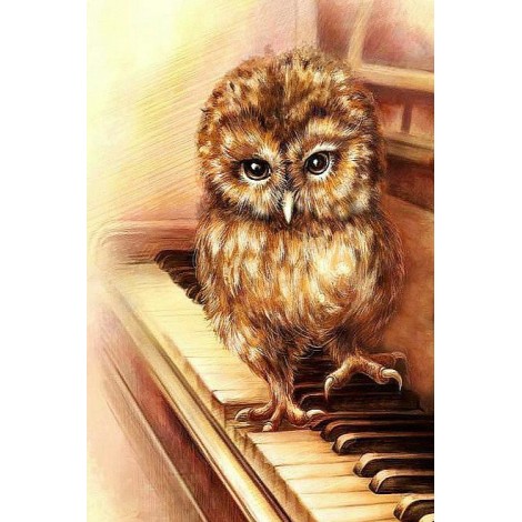 Warm And Lovely Owl And the piano Diamond Painting Kits UK