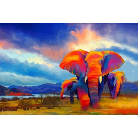 Dream Colorful Elephant 5D Diy Diamond Painting Kits UK