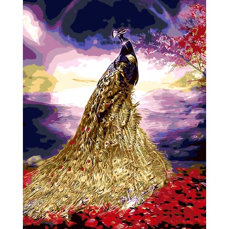 Paint by Numbers Set UK - Golden Peacock