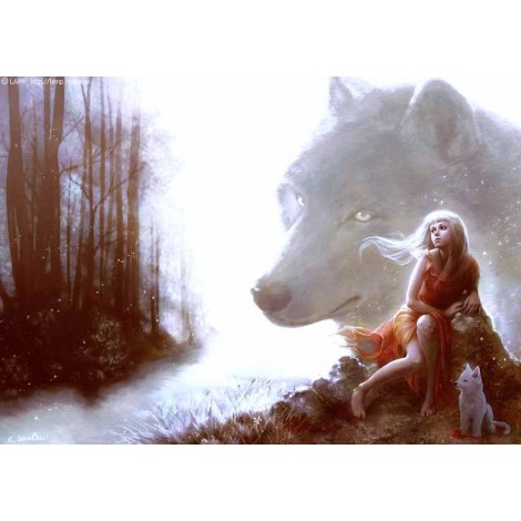 Wolf and Lady 5D DIY Diamond Painting