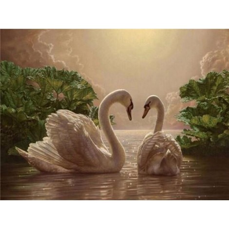 New Hot Sale Elegant White Swans Lover 5d Diy Diamond Painting Swans Kits UK