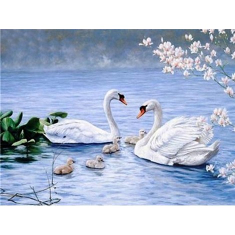 White Elegant Swan Lover 5d Diamond Painting UK