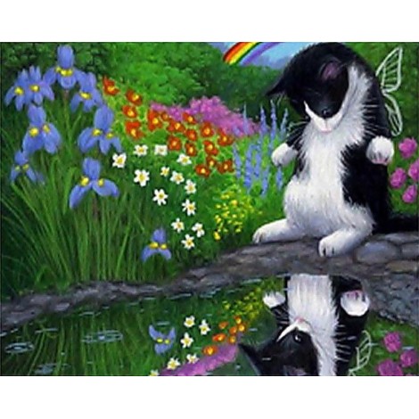 Cat Flower 5D Diy Diamond Painting Kits Uk