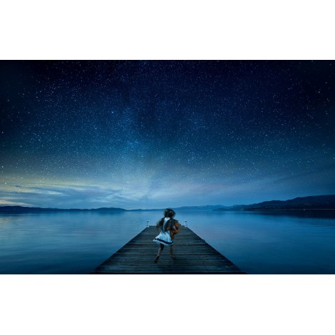 Running Girl and Lake 5D DIY Diamond Painting