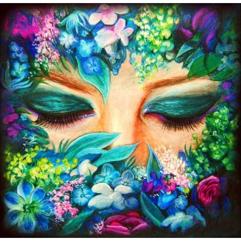 Abstract Flower and Lady 5D DIY Diamond Painting