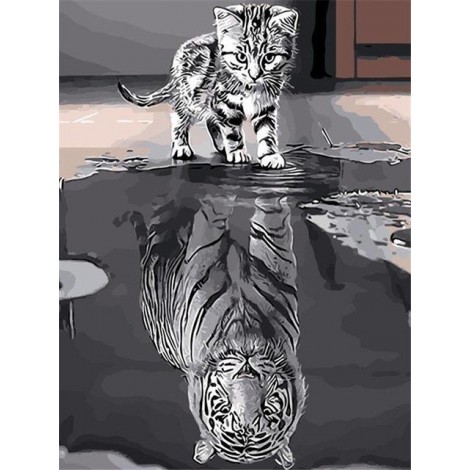Black White Cat's Dream To Tiger 5d Diy Diamond Painting Kits