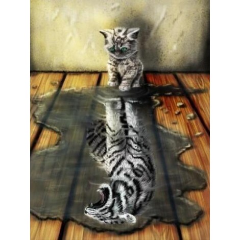 The Black WhiteTiger And Cat 5d Diy Diamond Painting  UK