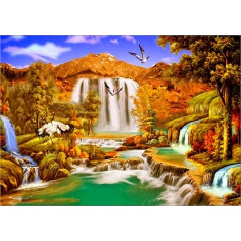 Autumn Waterfall Landscape 5D DIY Diamond Painting Kits UK